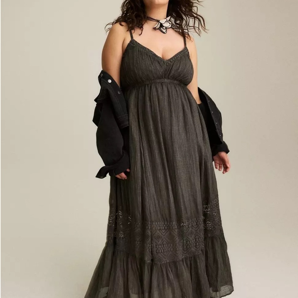 Torrid Festi Dark Gray Cotton Maxi Dress